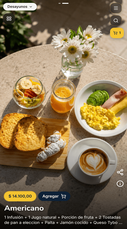 Menú digital gastronómico con Tari